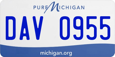 MI license plate DAV0955