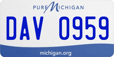 MI license plate DAV0959