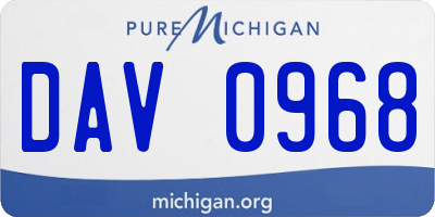 MI license plate DAV0968