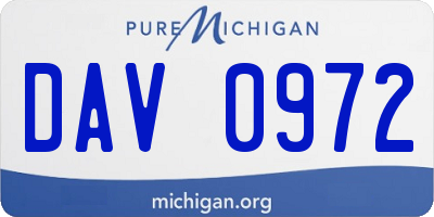 MI license plate DAV0972