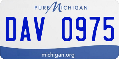 MI license plate DAV0975