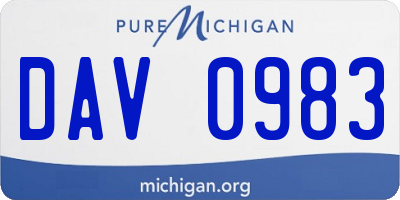 MI license plate DAV0983