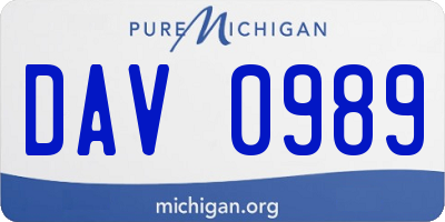 MI license plate DAV0989