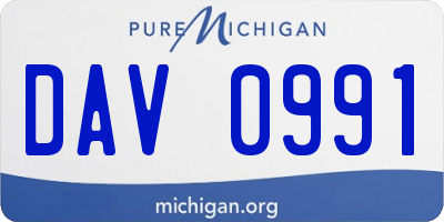 MI license plate DAV0991