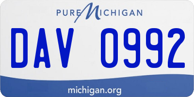 MI license plate DAV0992