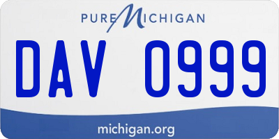 MI license plate DAV0999