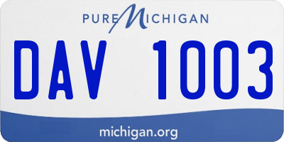 MI license plate DAV1003
