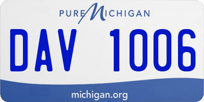 MI license plate DAV1006
