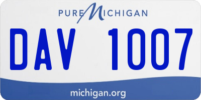 MI license plate DAV1007