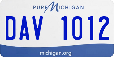 MI license plate DAV1012