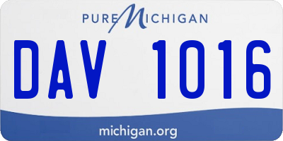 MI license plate DAV1016