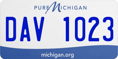 MI license plate DAV1023