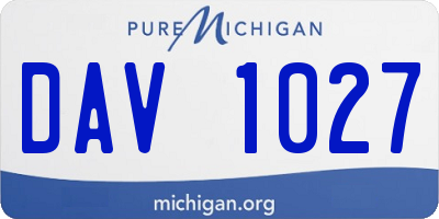 MI license plate DAV1027