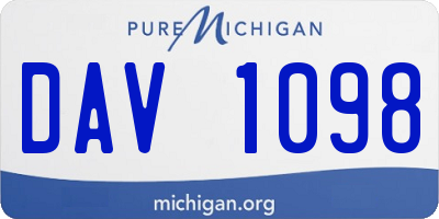 MI license plate DAV1098