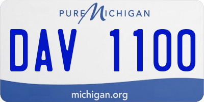 MI license plate DAV1100