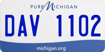 MI license plate DAV1102