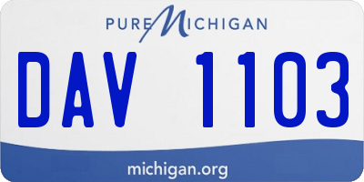 MI license plate DAV1103