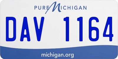 MI license plate DAV1164