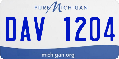 MI license plate DAV1204