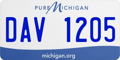 MI license plate DAV1205