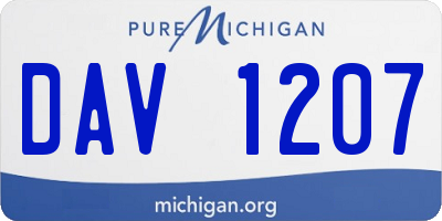 MI license plate DAV1207