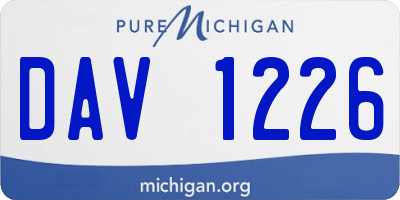 MI license plate DAV1226