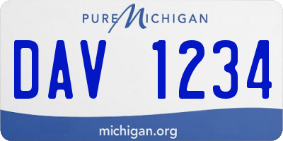 MI license plate DAV1234