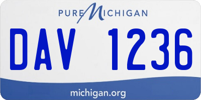 MI license plate DAV1236