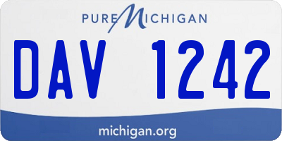 MI license plate DAV1242
