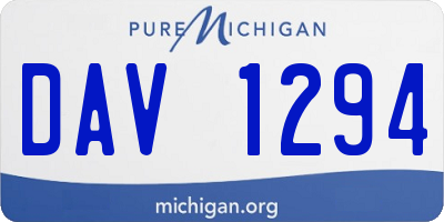 MI license plate DAV1294