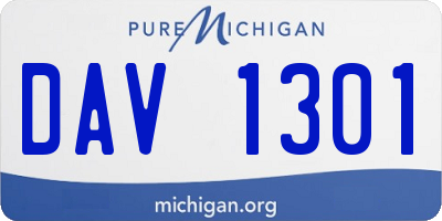 MI license plate DAV1301