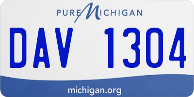 MI license plate DAV1304