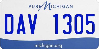 MI license plate DAV1305