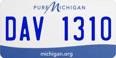 MI license plate DAV1310