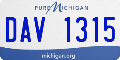 MI license plate DAV1315