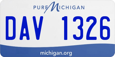 MI license plate DAV1326