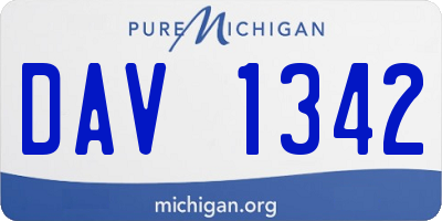 MI license plate DAV1342