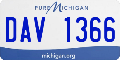 MI license plate DAV1366