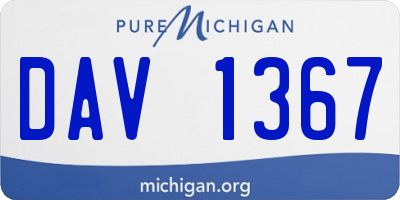 MI license plate DAV1367