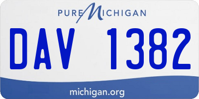 MI license plate DAV1382
