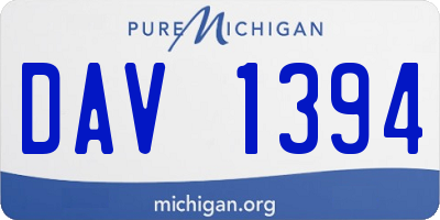 MI license plate DAV1394