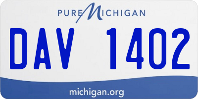 MI license plate DAV1402