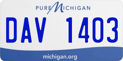 MI license plate DAV1403
