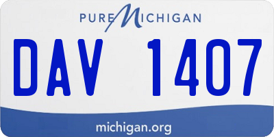 MI license plate DAV1407