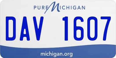 MI license plate DAV1607