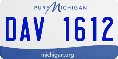 MI license plate DAV1612
