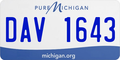 MI license plate DAV1643