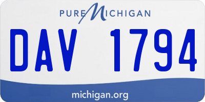 MI license plate DAV1794