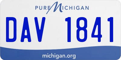 MI license plate DAV1841