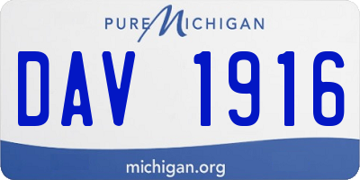 MI license plate DAV1916